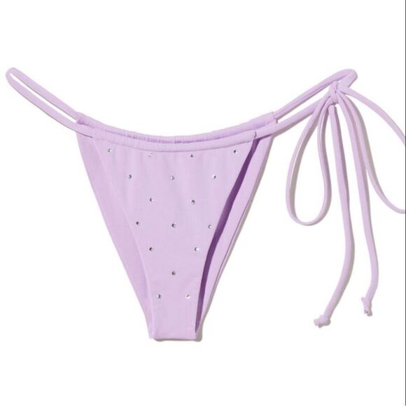 NWT Monica Hansen Rhinestone Lavender String Bikini Large Revolve - Picture 7 of 7